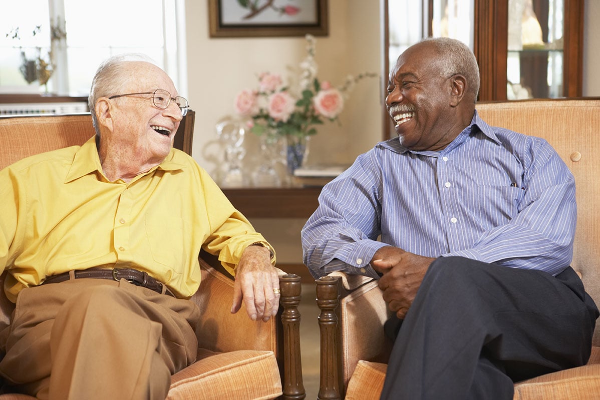 Residents laughing together at Sterling Heights